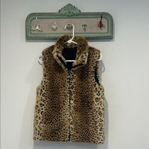 Vintage Gallery Leopard Print Faux Fur Vest women’s small